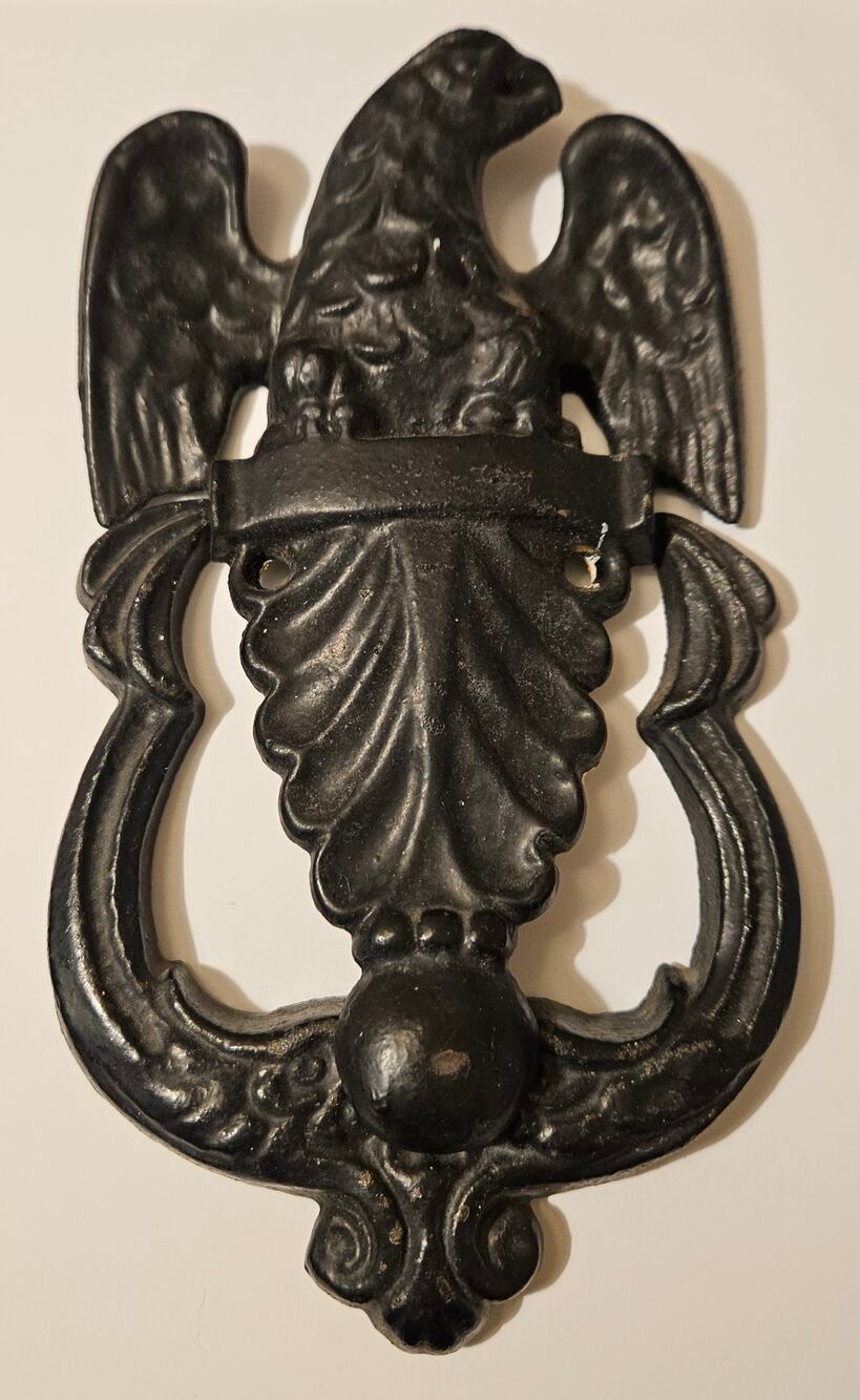 Vintage American Black Eagle Cast Iron Door Knocker by Robert Emig - Model 389F